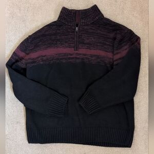 Park Slope New York Men's Quarter Zip Up Knit Two Tone Long Sleeve Sweater